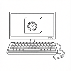 Ícone de computador com relógio - Modalidade por Horas